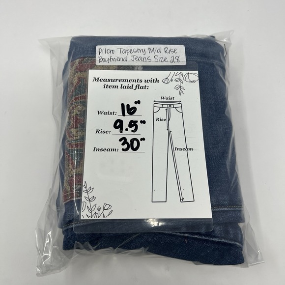 Pilcro Tapestry‎ Mid-Rise Boyfriend Jeans Patchwork Size 28 Boho Festival - Picture 12 of 12